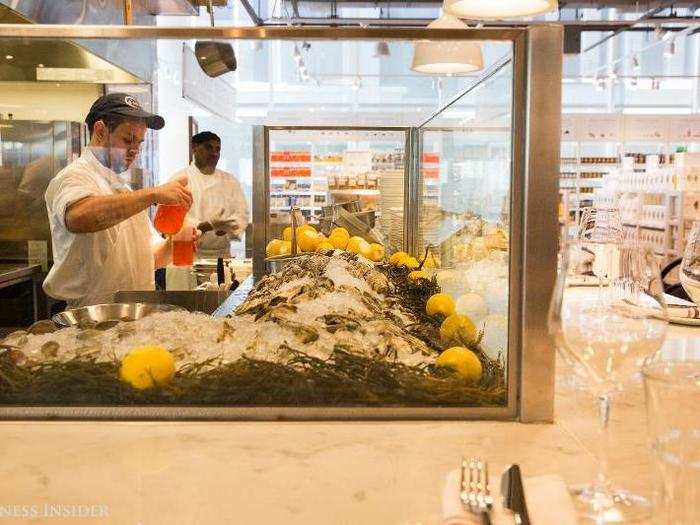 For lunch, get oysters at the seafood bar.