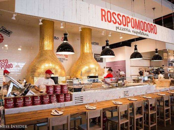 Sit and order freshly baked Neapolitan pizza from Rossopomodoro.