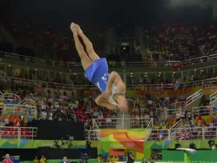 At times during the routine, Whitlock lifted himself several feet off the floor.