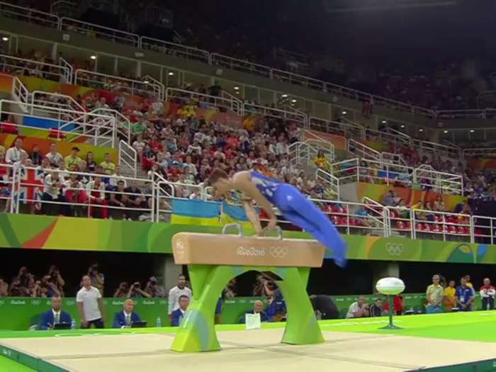 Whitlock then pulled out some detailed moves on the top of the pommel.