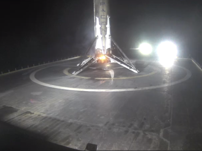 SpaceX successfully landed the lower portion back on a drone ship floating in the Atlantic ocean. This is the sixth rocket SpaceX has successfully landed back on Earth, and the fourth to land on a drone ship.