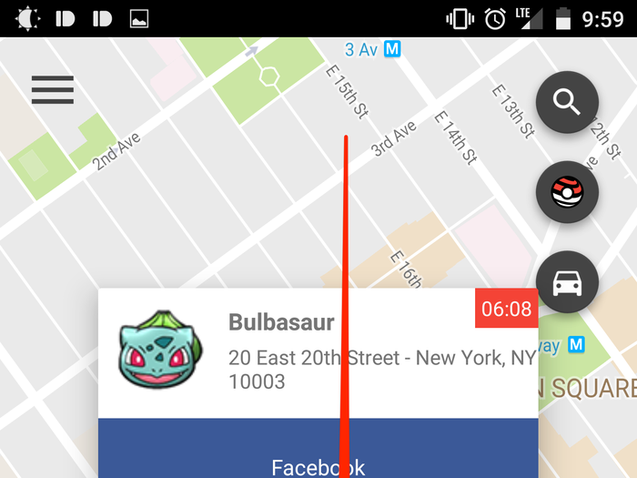 If you tap on the Pokémon, you can ask the app to take you there.