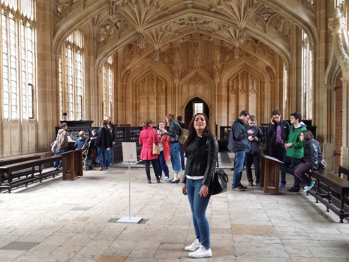 But, Erin often has to get past hordes of "Harry Potter" fans in the library, as the building was used in several of the films, appearing as Hogwarts Library and the Divinity Room.