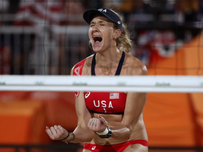 Kerri Walsh Jennings is known for her trademark braid and visor on the beach volleyball court.