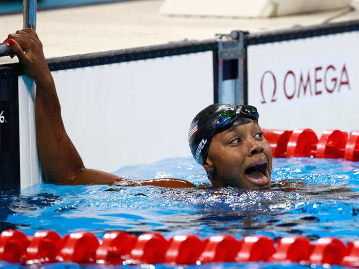 US swimmer Simone Manuel had a priceless reaction when she realized she