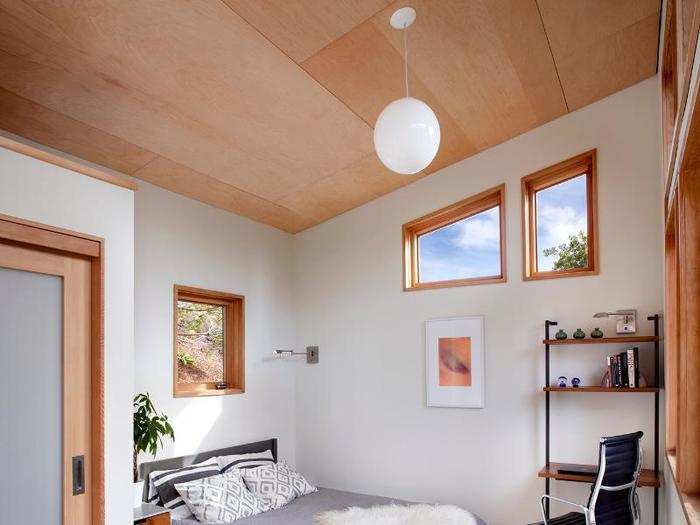 The bedrooms have high ceilings, which makes them look larger.