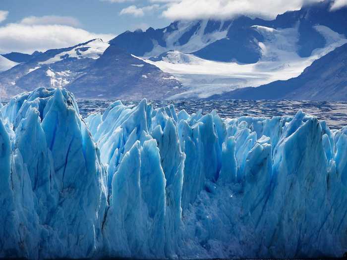 Marvel at the icy-blue Upsala Glacier, a valley glacier in Argentina