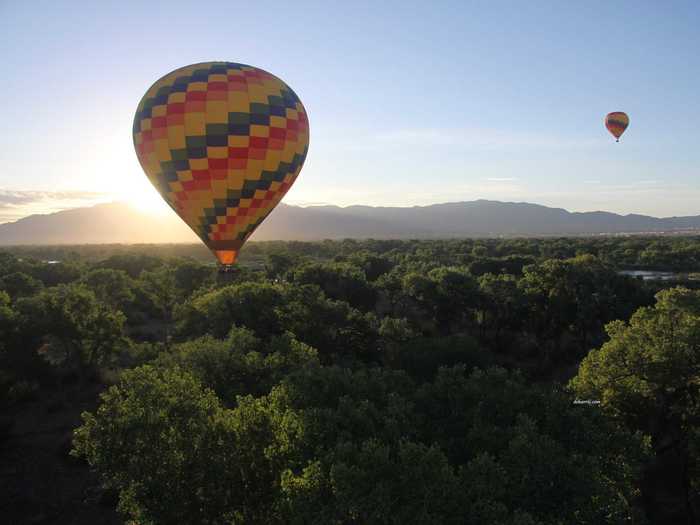 Ride in a hot-air balloon above the Rio Grande in Albuquerque, New Mexico. The city hosts an annual balloon fiesta, but you can also take tours year round.