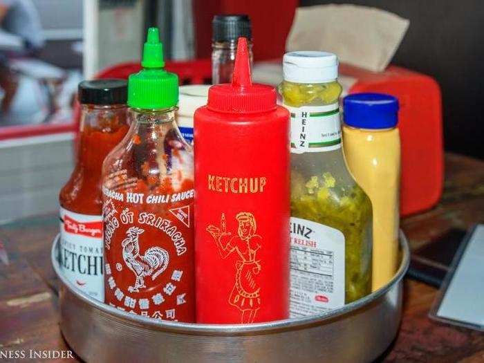 Also, every table has a lazy susan stocked with almost every condiment one can imagine, from Sriracha sauce to Heinz 57 to spicy ketchup and everything in between.