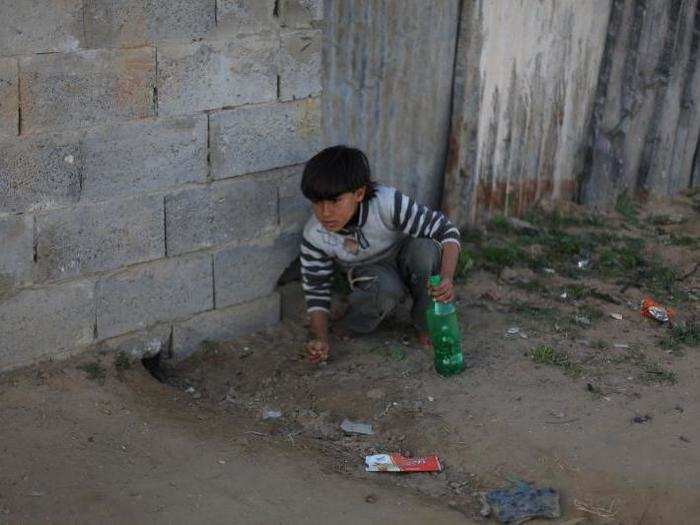 In a Palestinian home living on $112/month per adult, the favorite toy is a plastic bottle.