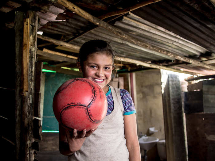 In a Colombian home living on $123/month per adult, the favorite toy is a soccer ball.