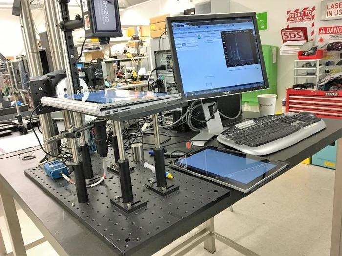 Here, the Applied Sciences Lab uses a spectrograph on a Surface Book to measure the amount of light that