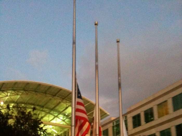 When Jobs died in October 2011, Cook had the flags of the Apple campus flown at half staff in his memory.