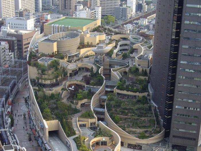 NAMBA PARKS, OSAKA, JAPAN: While most city parks are wide open fields providing escape, these fascinating gardens, best viewed from above, are located on top of a shopping complex.