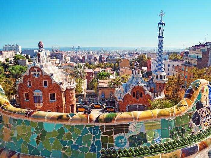 PARC GUELL, BARCELONA: While maybe not as green looking as most other parks, Park Güell is full of lively and colorful architecture.