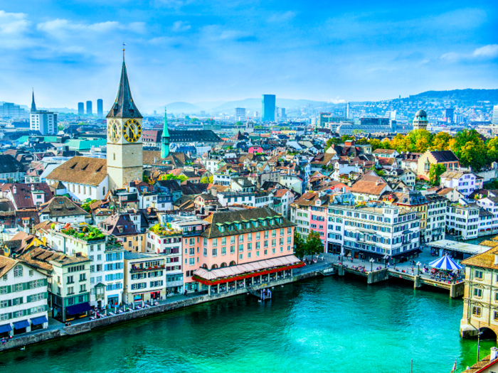 11. Zurich, Switzerland — 50.4%. It is perhaps unsurprising that Swiss city makes the list since it is a global centre for banking and finance.