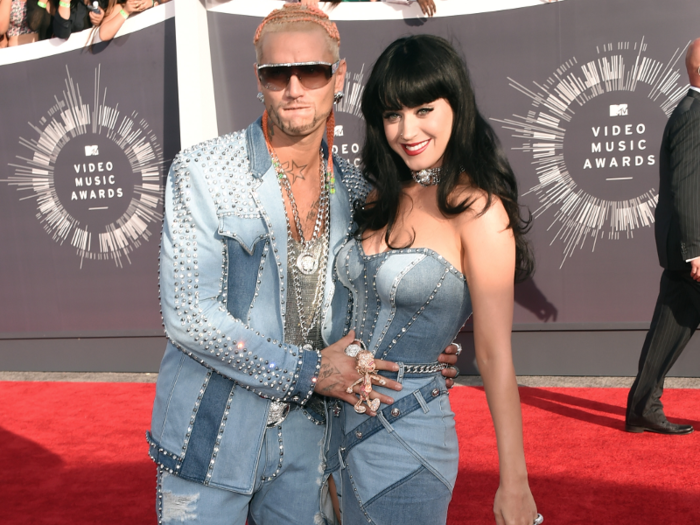 Katy Perry and Riff Raff channeled Britney Spears and Justin Timberlake in the all denim outfits they wore in 2014.