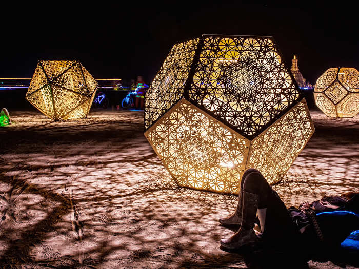 Hybycozo has displayed sculptures at Burning Man before. These were made solely of steel.