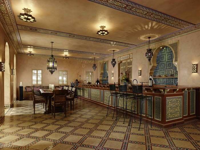 He even added several new rooms. This one, called the "Moroccan Room," is used to entertain guests and has indoor and outdoor seating.