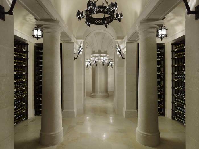 The estate also has a wine chamber surrounded by limestone columns.