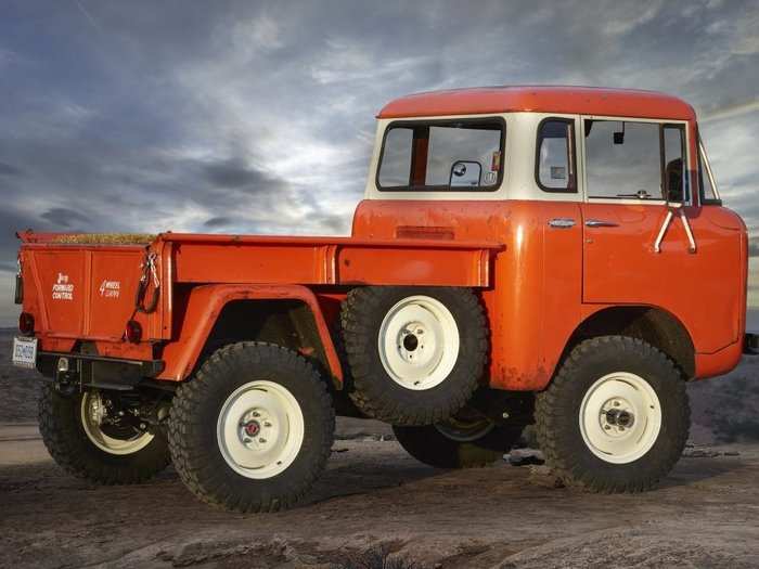 The concept car has vinyl seat covers, a headliner wrapped in a duck hunting pattern, and an analog compass.