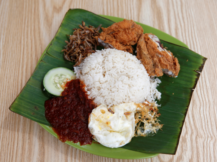 Nasi lemak is a Malay rice dish that