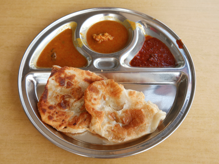 Roti prata is a fried Indian pancake that