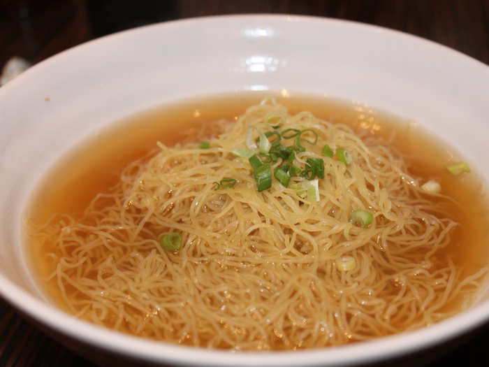 Hong Kong-style wonton noodle soup is savory and delicious.