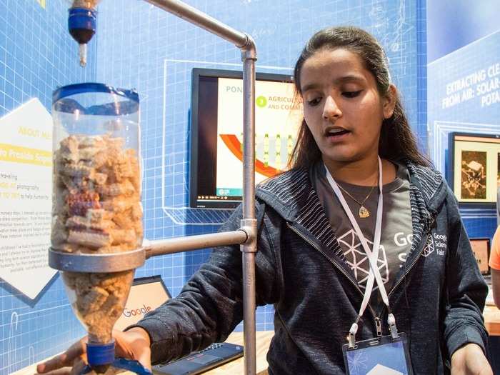 Lalita Prasida Sripada Srisai, 15, found a way to clean water with corn cobs.