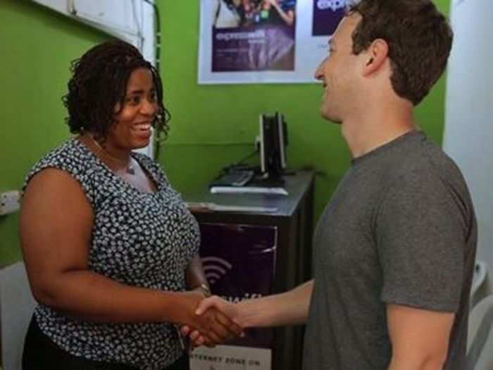 The Facebook co-founder paid a visit to a woman named Rosemary Njoku who sells Facebook