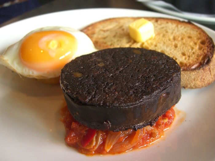 Black pudding, a blood sausage that