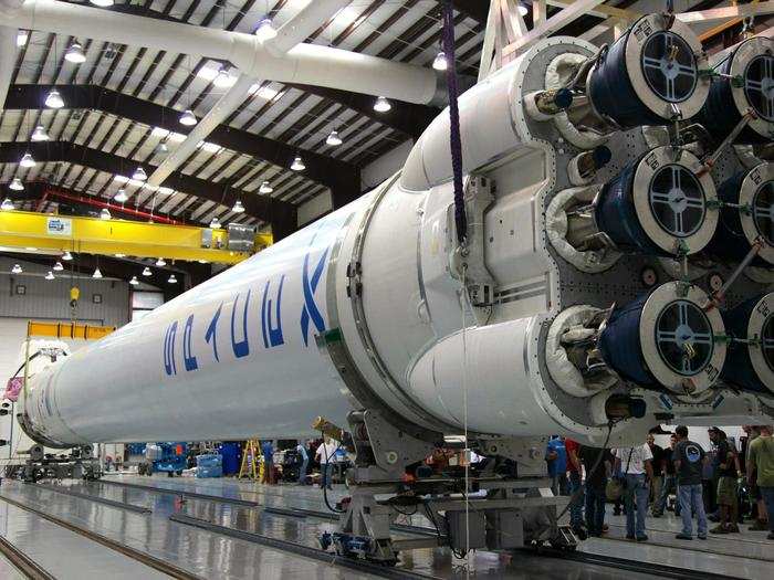 Each Falcon 9 rocket costs about $60 million to build.