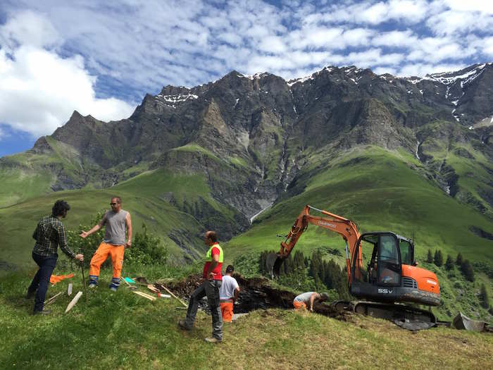 To install the bed on the mountains, a construction crew flattened the land.