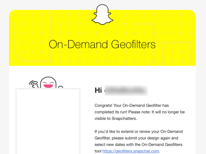 Once your geofilter has run its course, you