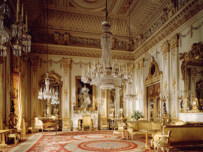 The State Rooms have multiple drawing rooms. This is the White Drawing Room, which serves as a royal reception room for the Queen and royal family members. They often meet here before official events.