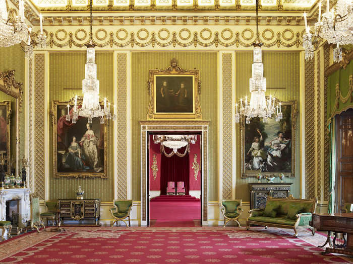 Yet another picturesque drawing room, The Green Drawing Room leads to the Throne Room — the climax of a visit to the Palace