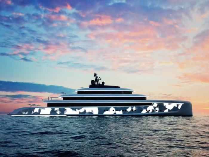 The superyacht concept by Oceanco and Van Geest displays a light show as it travels across the seas!