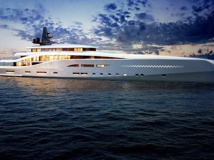 10. The 351-foot Stiletto superyacht concept has an exercise room and a bar. With a VIP cabin and six additional cabins, the yacht can fit up to 18 people.