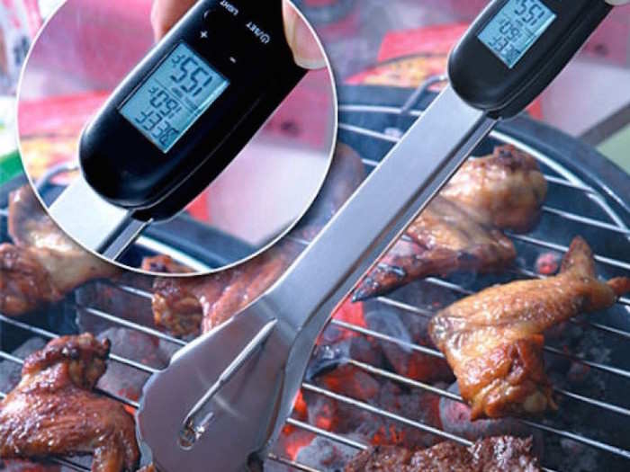 Tongs that double as a meat thermometer.