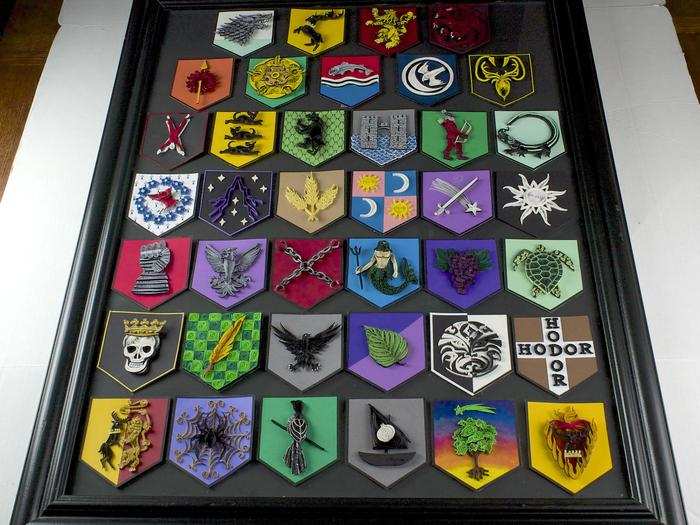 Here are all 39 sigils, completed and framed side-by-side.