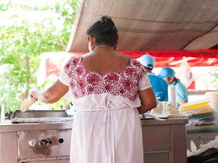 The corn tortillas were handmade fresh.