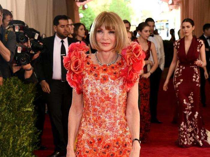 Though Wintour rarely chooses neutrals over a bright pattern, you