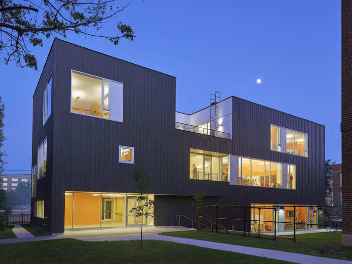 Located in Washington, DC, the Mundo Verde Bilingual Public Charter School consists of two buildings: a renovated historic school and a new pre-k annex.