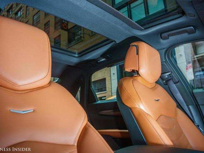 Metallic Caddy chevrons adorn the comfortable front and rear seats.