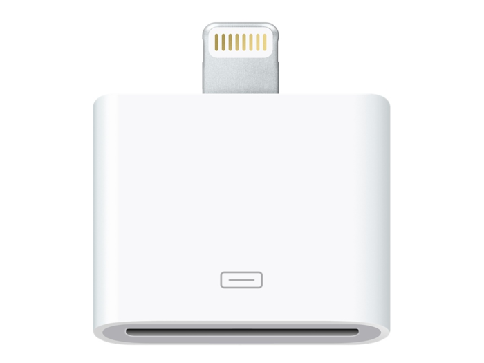 And again, there were dongles: a standard Lightning to 30-pin adapter for $29, and a wired one for $39.