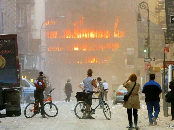 Fires raged for hours and smoldered for days in the mass of twisted steel and rubble. Lower Manhattan below 14th Street would be closed to traffic not involved in the rescue effort.