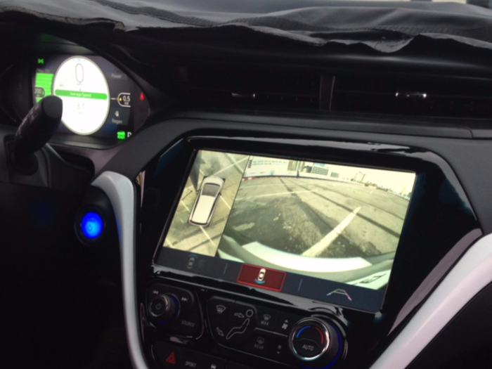 The Bolt features five cameras: one on the front, one on each side mirror, a 360 camera, and a regular back-up camera.