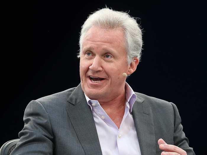 Jeffrey Immelt reads his papers in a very particular fashion