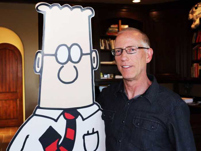 Scott Adams reads business and political news to prime his brain for creativity