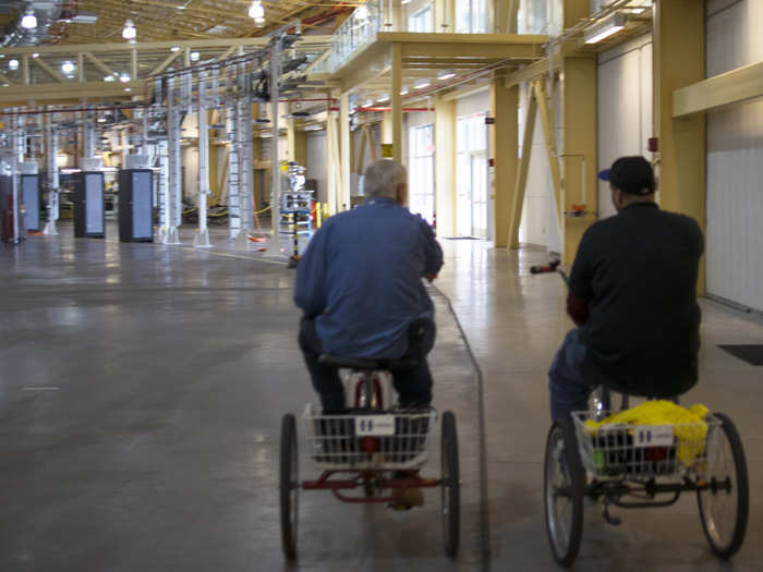 The circumference of the NSLS-II is so big, nearly half a mile, that many people working there travel around on tricycles.